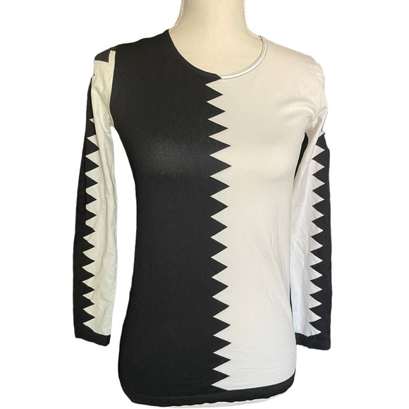 NWT Emilio Cavallini Womens Colorblock Top Blouse Long Sleeve Size OS Black - Picture 1 of 6